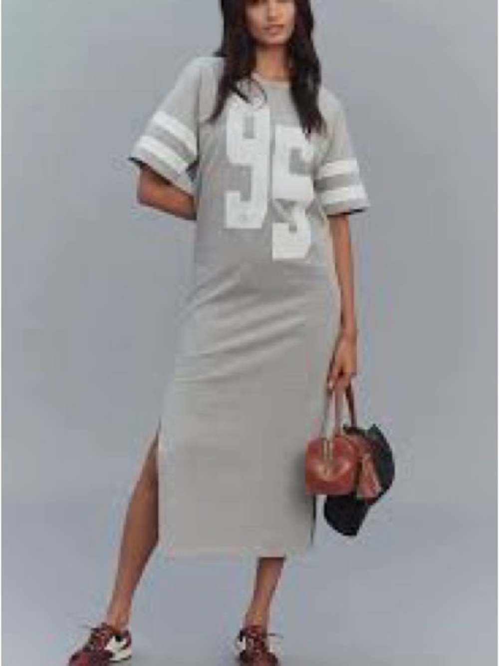 Anthropologie Daily Practice NEW Gray Athletic Maxi Shirt Dress